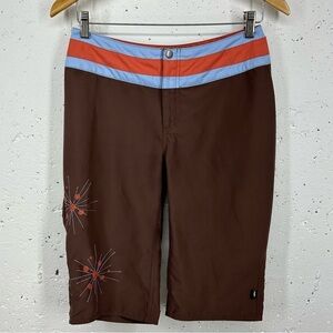 Horny Toad Size 2 Brown Blue Salmon Pink Retro Long Board Shorts